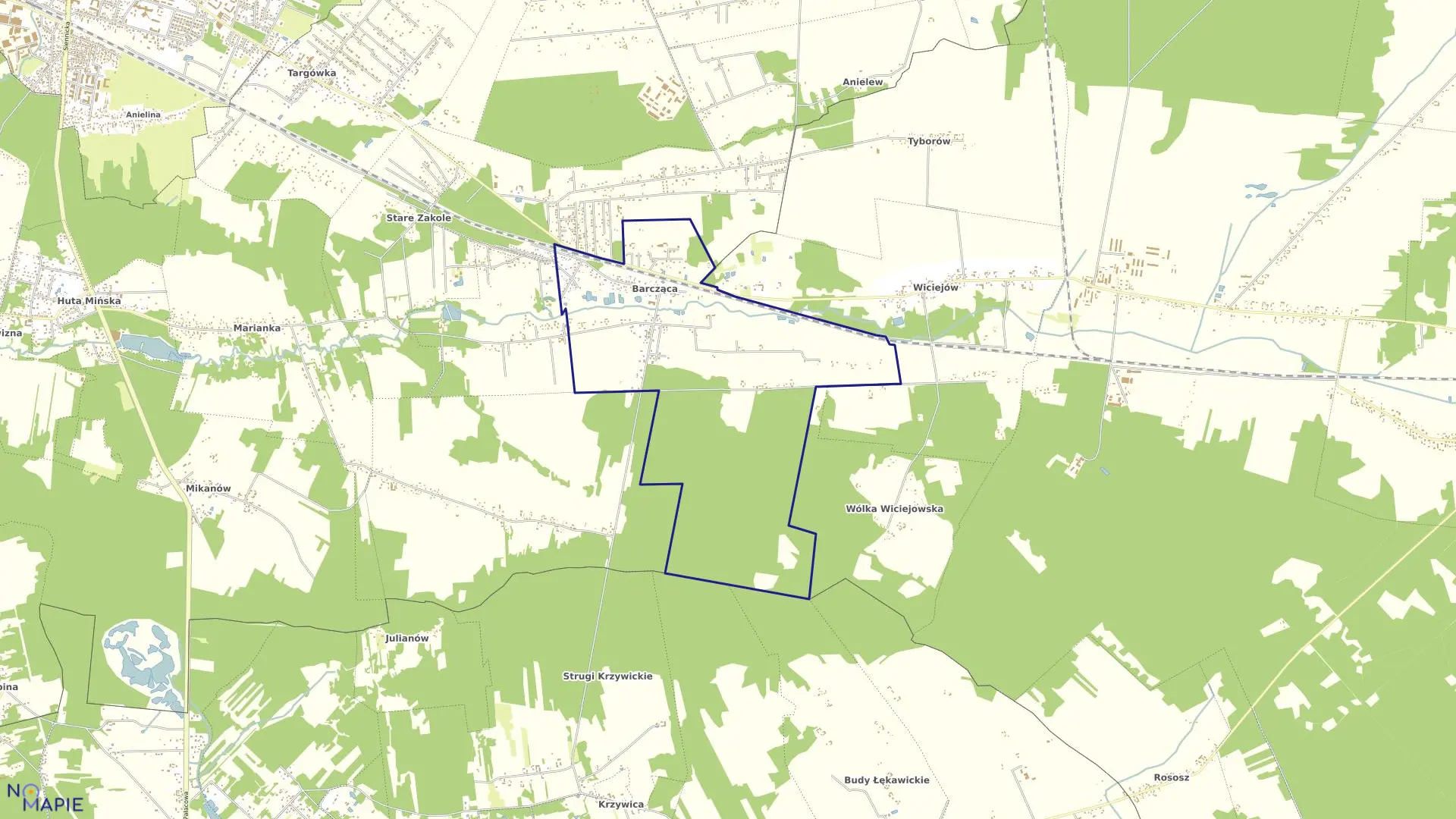 Mapa obrębu BARCZĄCA w gminie Mińsk Mazowiecki