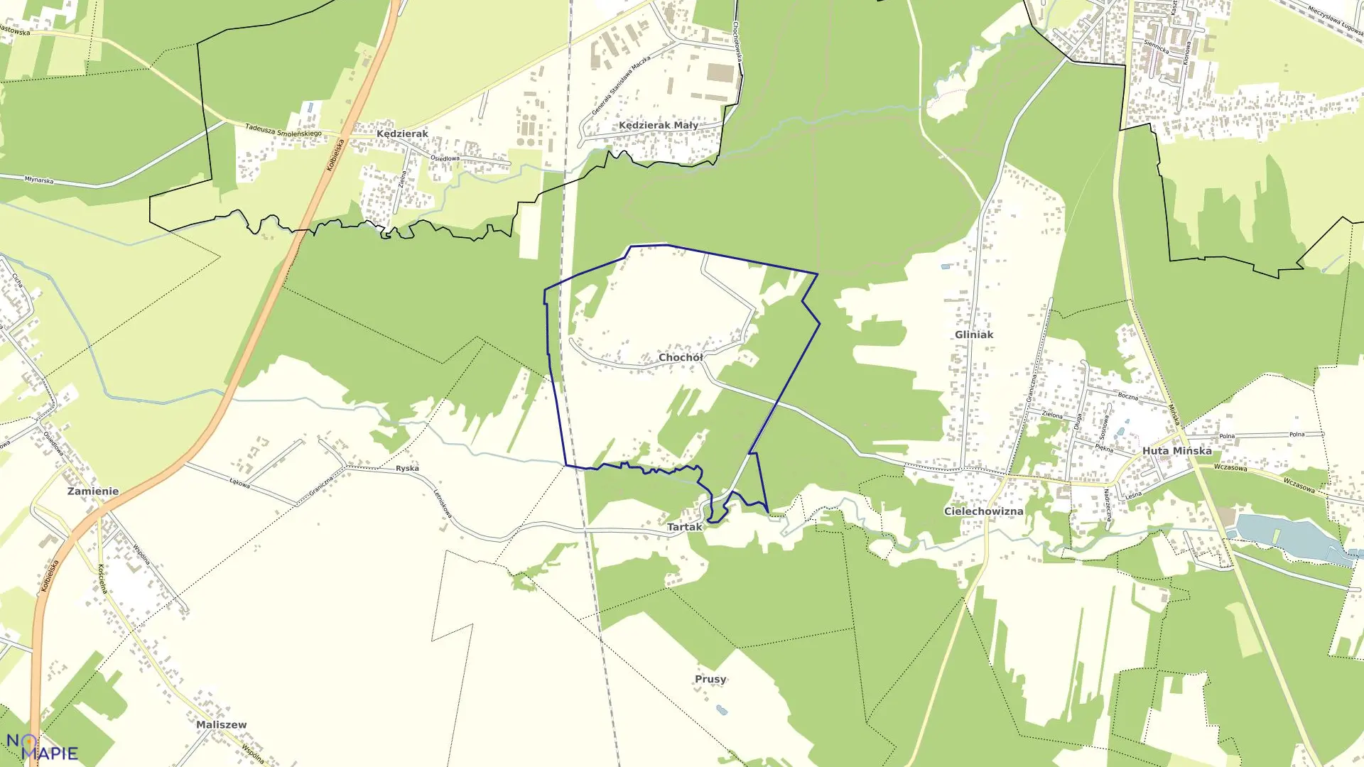 Mapa obrębu CHOCHÓŁ w gminie Mińsk Mazowiecki