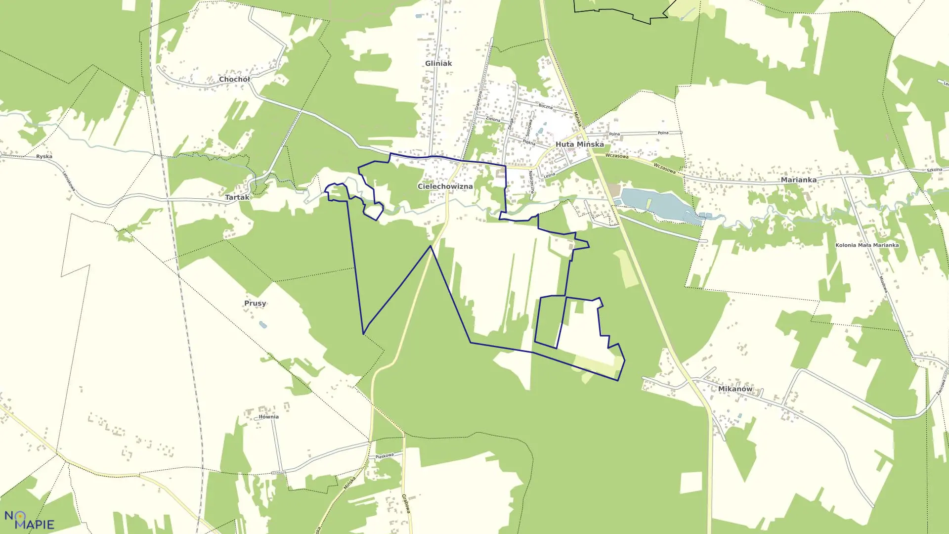 Mapa obrębu CIELECHOWIZNA w gminie Mińsk Mazowiecki