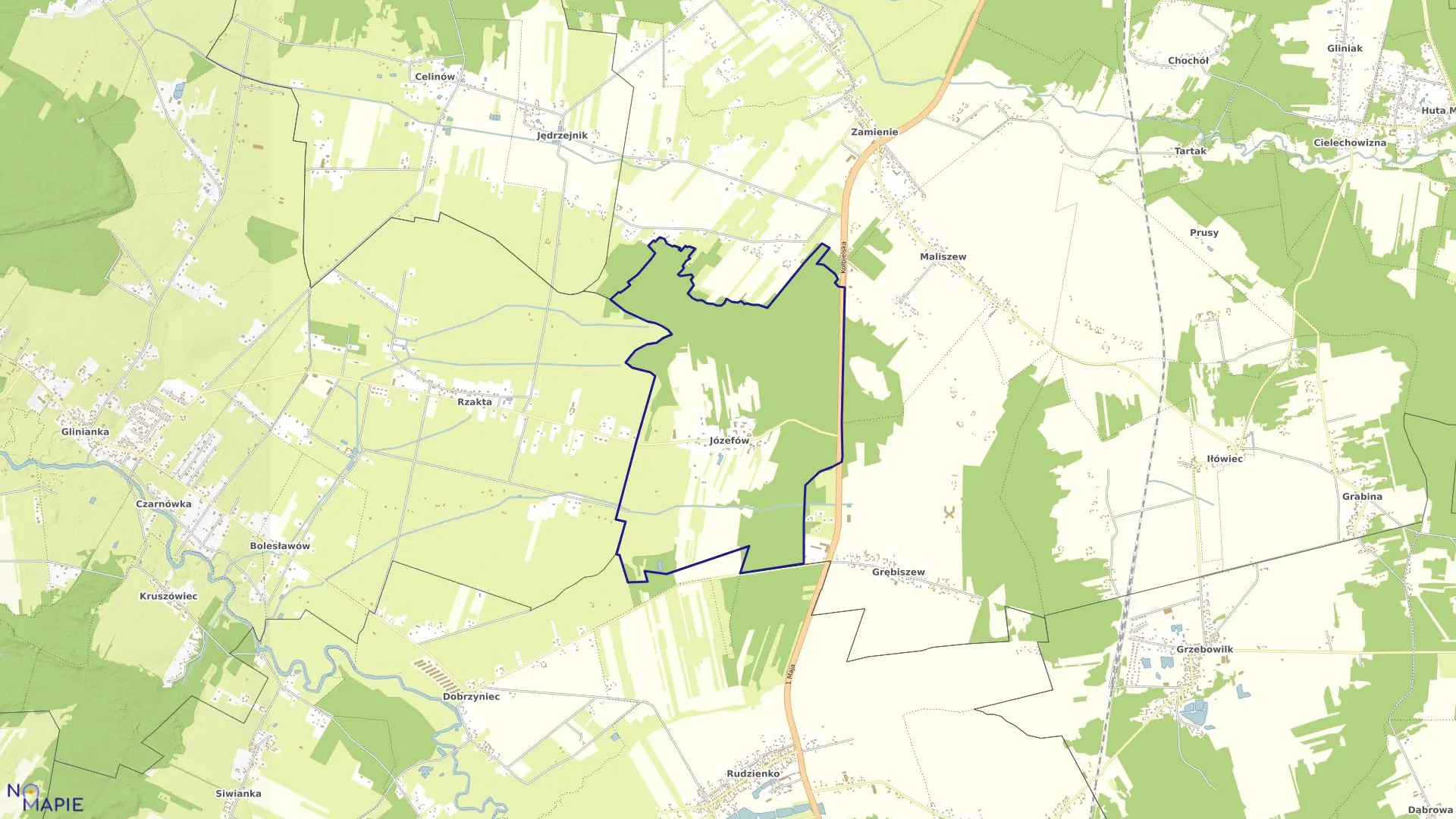 Mapa obrębu JÓZEFÓW w gminie Mińsk Mazowiecki