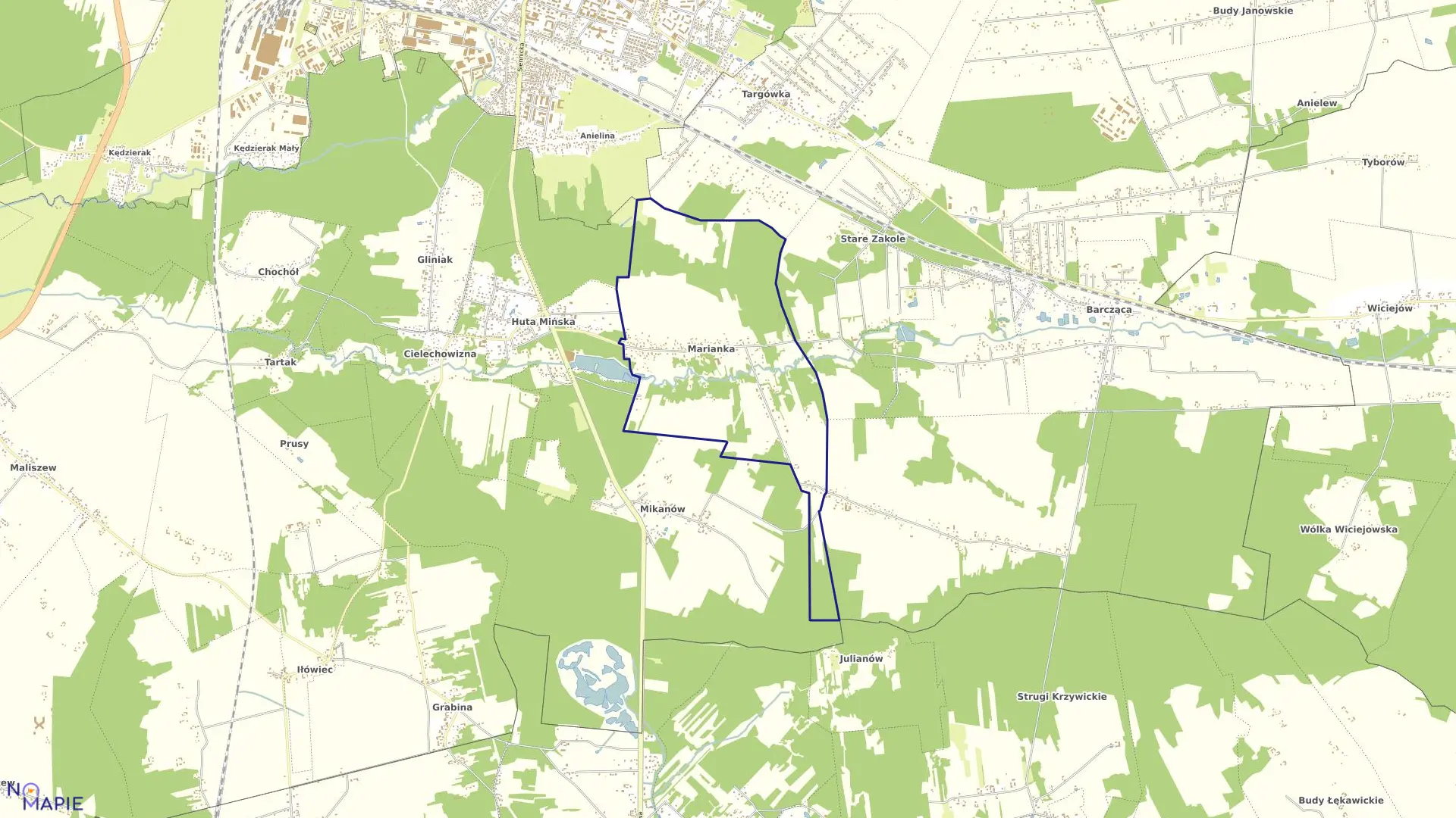 Mapa obrębu MARIANKA w gminie Mińsk Mazowiecki