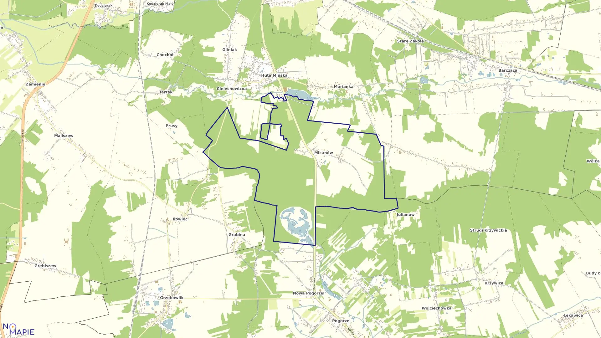 Mapa obrębu MIKANÓW w gminie Mińsk Mazowiecki