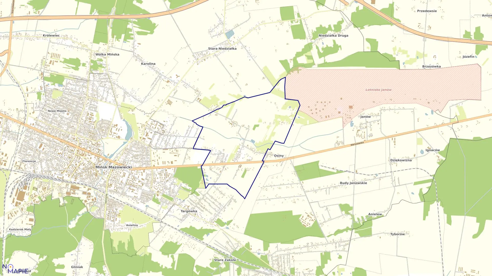 Mapa obrębu NOWE OSINY w gminie Mińsk Mazowiecki