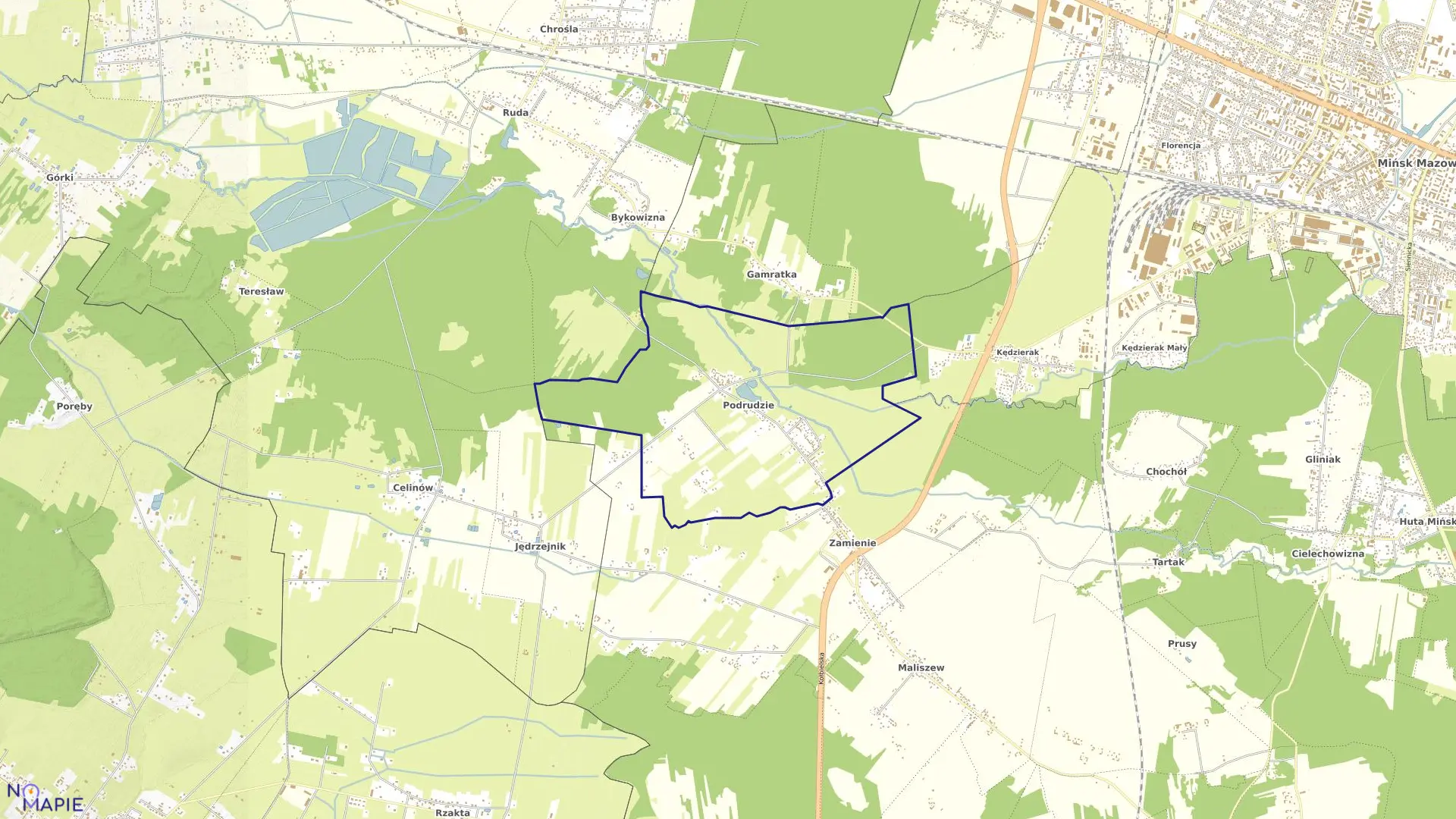 Mapa obrębu PODRUDZIE w gminie Mińsk Mazowiecki