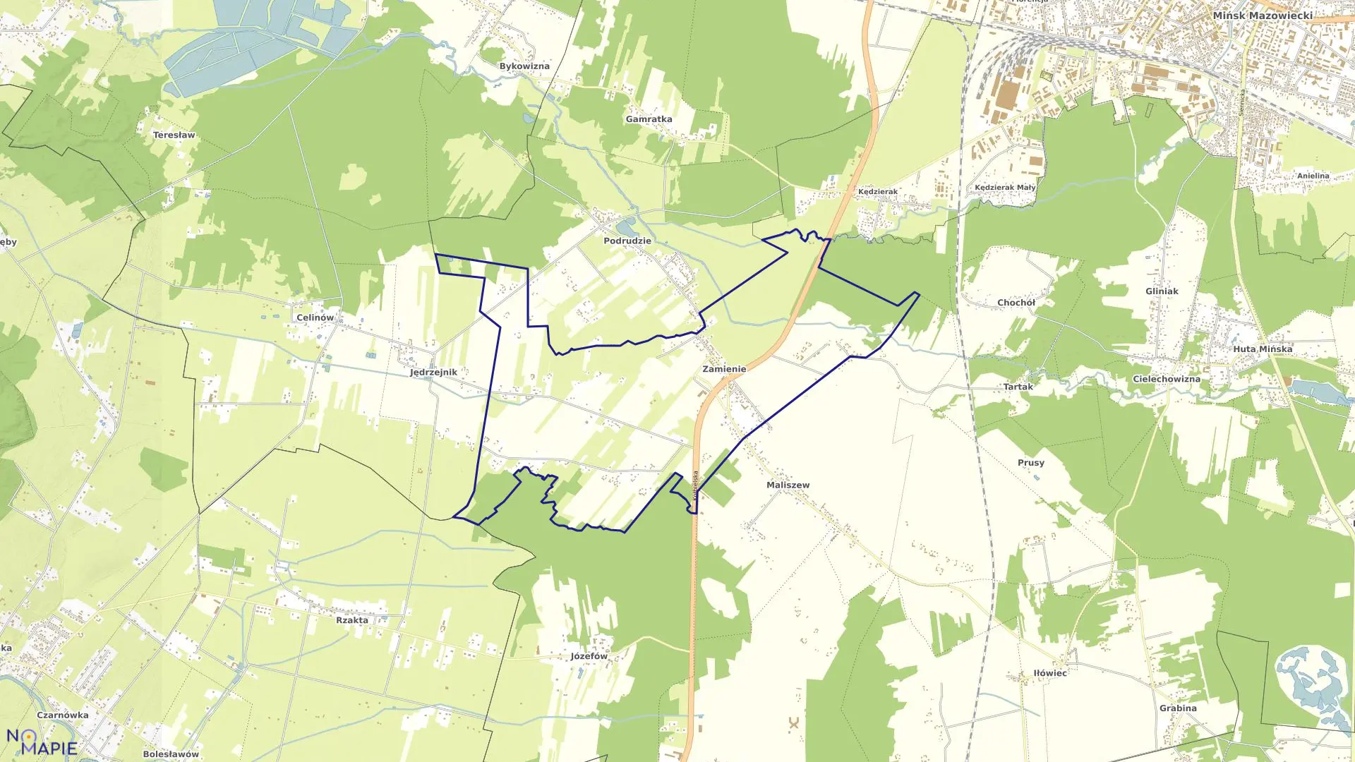 Mapa obrębu ZAMIENIE w gminie Mińsk Mazowiecki